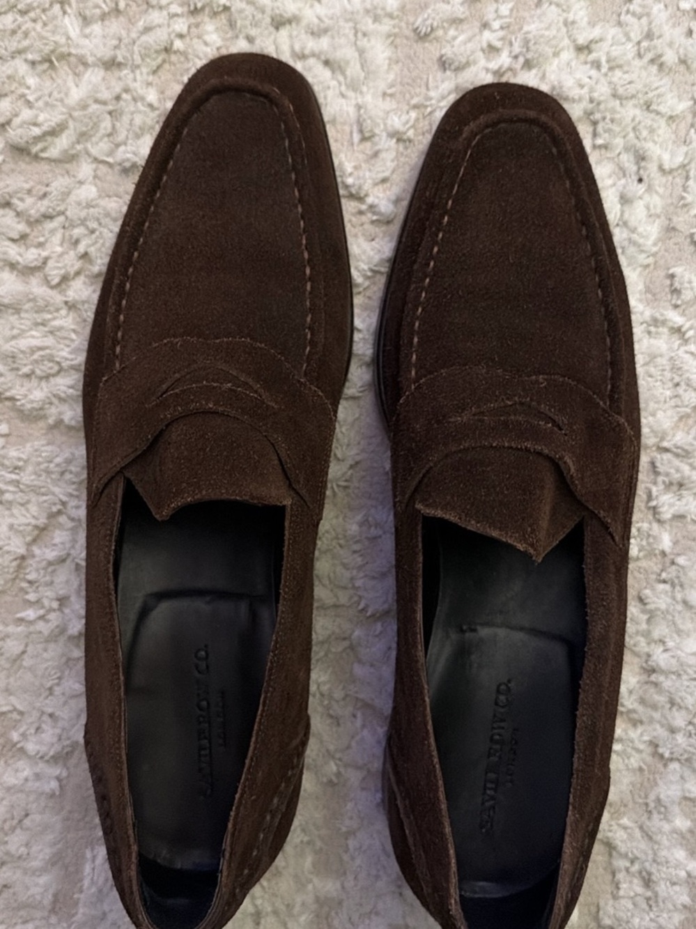 Brown Suede Penny Loafers - Men's Slip-On Dress Casual